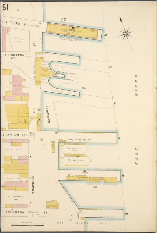 Manhattan, V. 2, Plate No. 51 [Map bounded by East River, Rivington St.]
