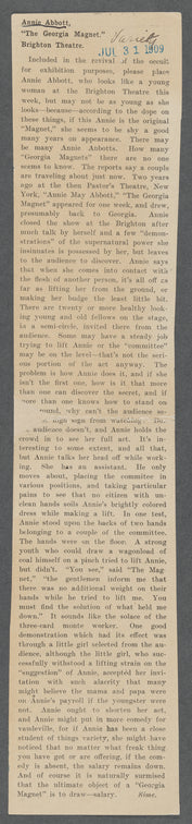 Annie Abbott, "The Georgia Magnet," Brighton Theatre