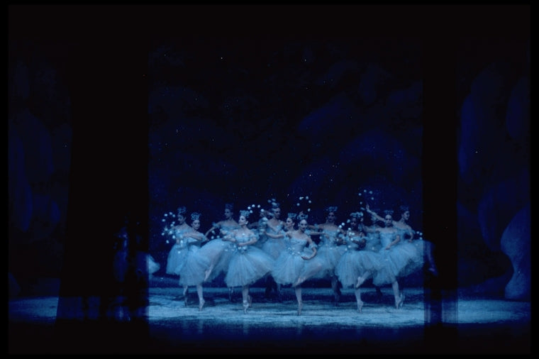 Snow scene, in a New York City Ballet production of "The Nutcracker." (New York)