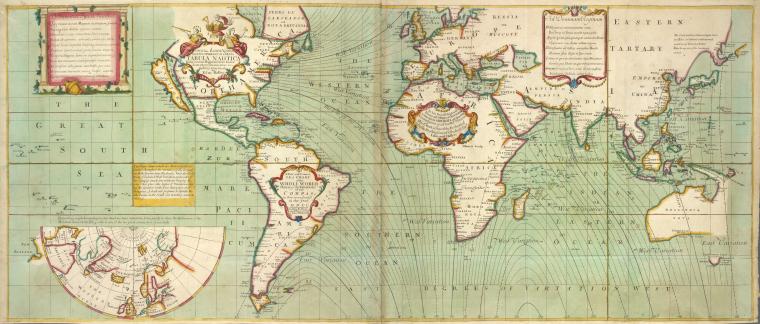No va & accuratissima totius terrarum orbis tabula nautica variationum magneticarum index juxta observationes Anno 1700