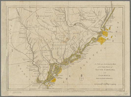A new and accurate map of the chief parts of South Carolina and Georgia, from the best authorities