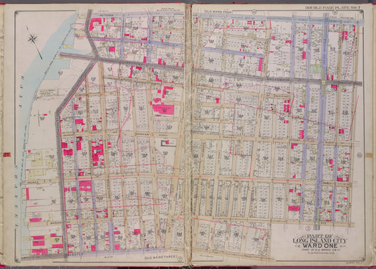 Queens, V. 2, Double Page Plate No. 7; Part of Long Island City, Ward 1; [Map bounded by Patterson Ave., 4th Ave., Webster Ave., East Channel]