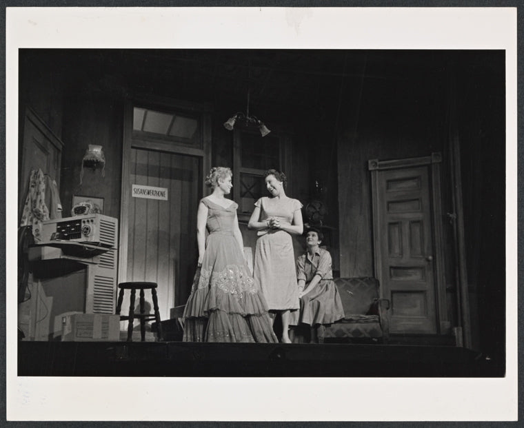Judy Holliday, Jean Stapleton, and unidentified actress in the stage production Bells Are Ringing
