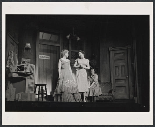 Judy Holliday, Jean Stapleton, and unidentified actress in the stage production Bells Are Ringing