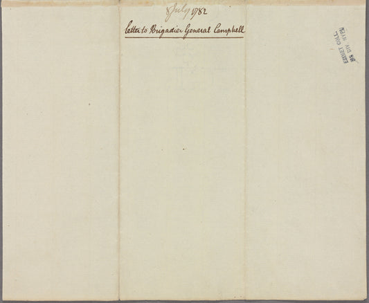 Letter to Gen. [Archibald] Campbell, Lieut. Governor of Jamaica
