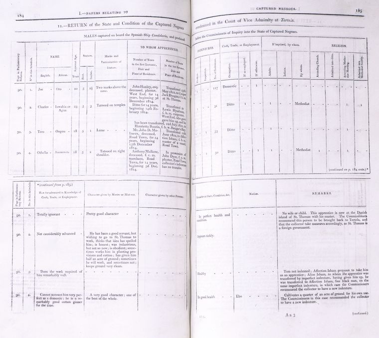 11. -Return of the State and Condition of the Captured Negros condemned in the Court of Vice Admiralty in Tortola