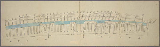 Map of West Street from Battery Park to Barrow Street, Manhattan, New York.