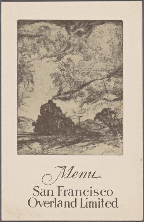 Breakfast menu, San Francisco Overland Limited
