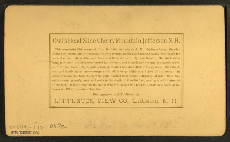 From Owl's Head, Cherry Mt. Slide, Jefferson, N.H.