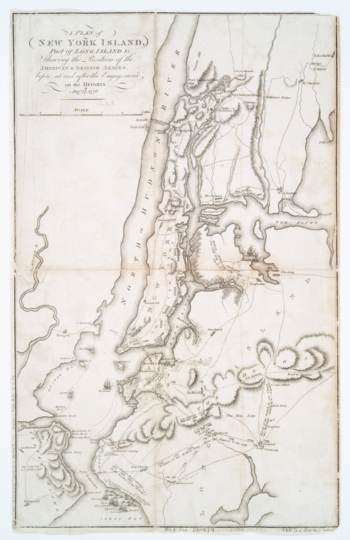 A plan of New York Island, part of Long Island &c : shewing the position of the American & British armies, before, at, and after the engagement on the Heights, Aug. 27th, 1776