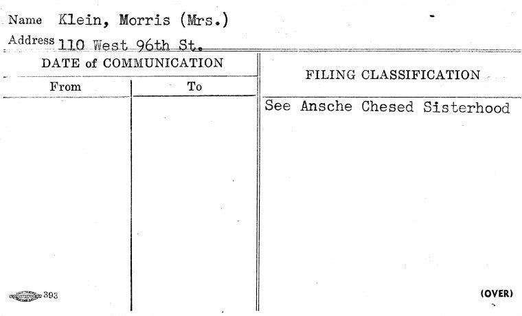Klein, Morris (Mrs.)