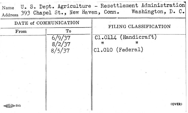 U.S. Dept. Agriculture - Resettlement Administration