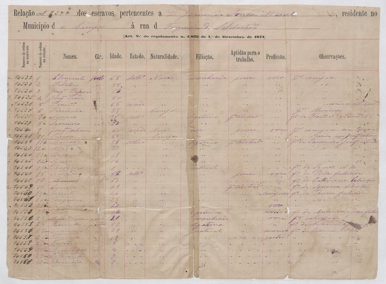 Brazilian slave register