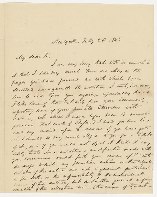 O'Sullivan, J. L., ALS to HDT. Jul. 28, 1843.