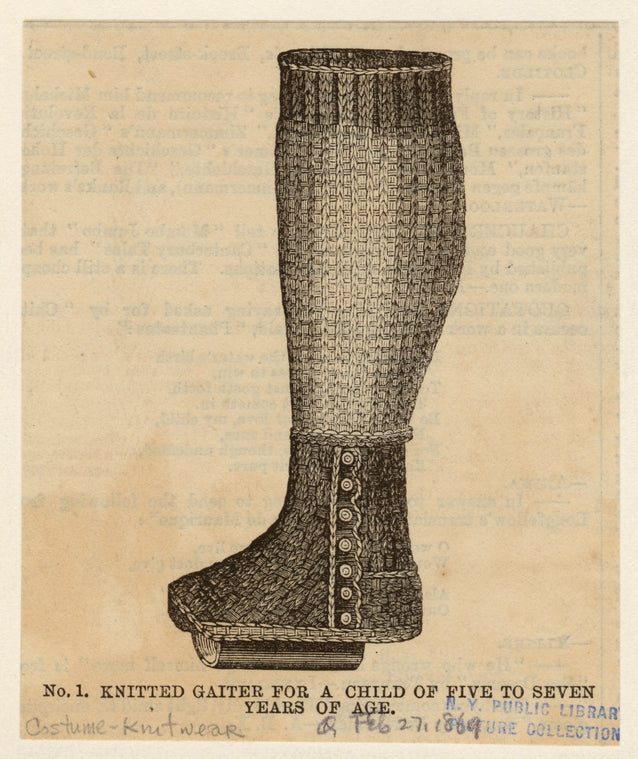 Knitted gaiter for a child of five to seven years of age