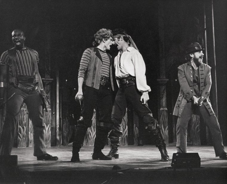 Rex Smith, Kevin Kline and others in a scene from "The Pirates of Penzance"