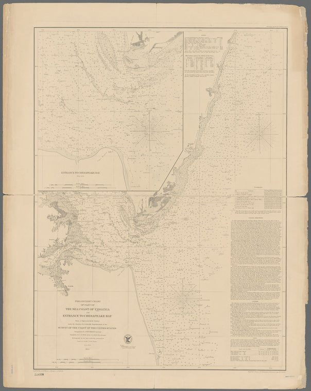 Preliminary chart of part of the sea coast of Virginia and entrance to Chesapeake Bay