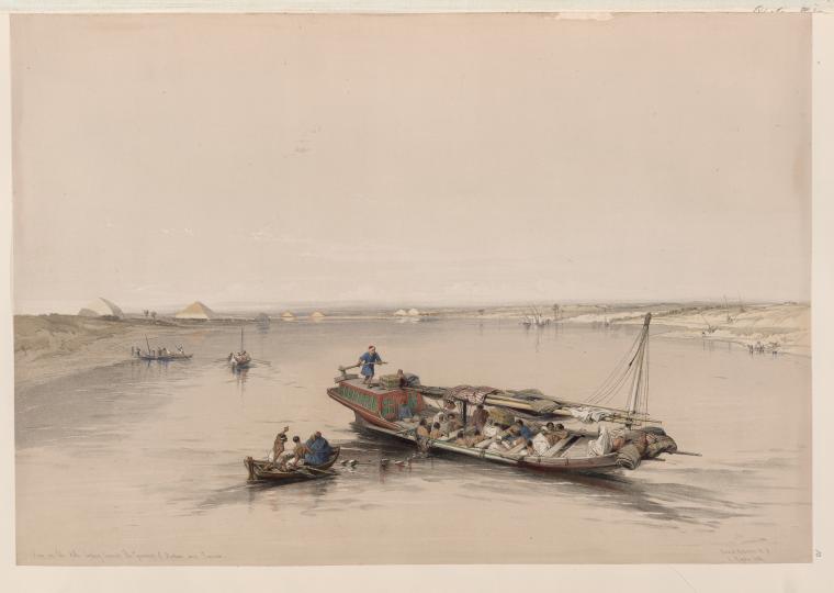 View on the Nile looking towards the pyramids of Dashour [Dahshûr]and Saccara [Saqqârah].