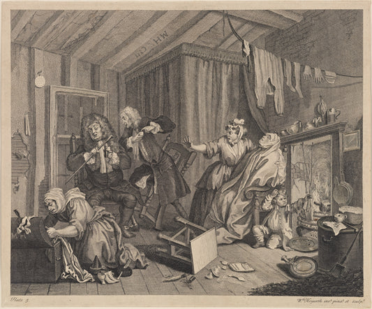 A Harlot's Progress, Plate 4 [Beating Hemp in Bridewell]