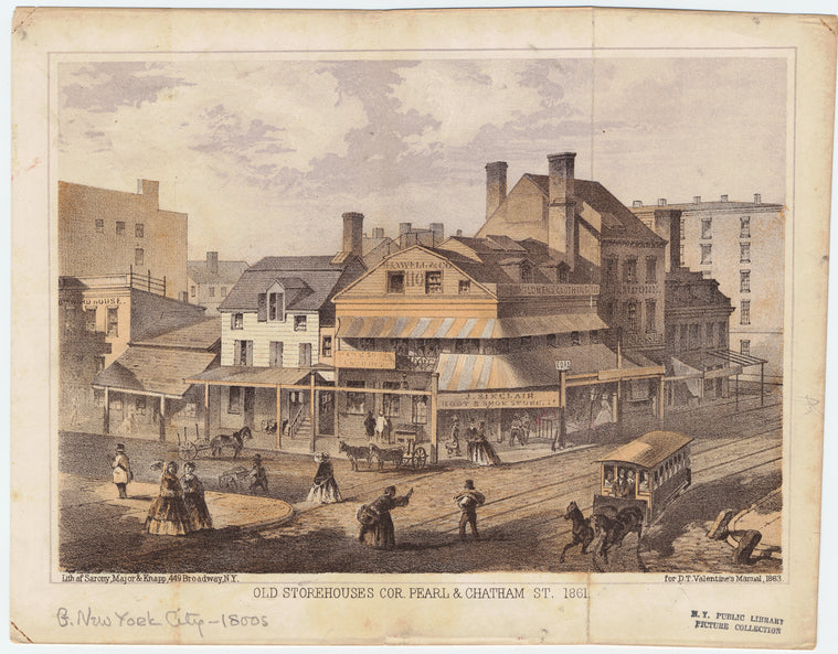 Old storehouses cor. Pearl & Chatham St. 1861