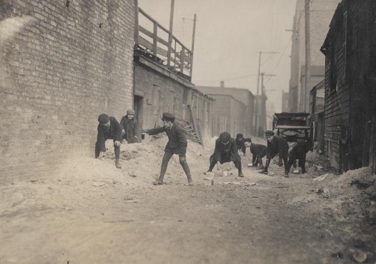 Kick the can for which many children are arrested: Scene: boys playing in alleyway