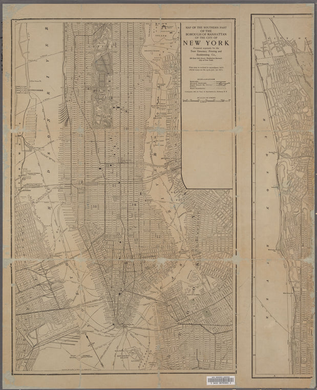 Map of the southern part of the borough of Manhattan of the City of New York