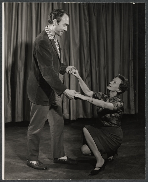 Jessica Tandy and unidentified others in rehearsal for the 1961 American Shakespeare Festival production of Macbeth
