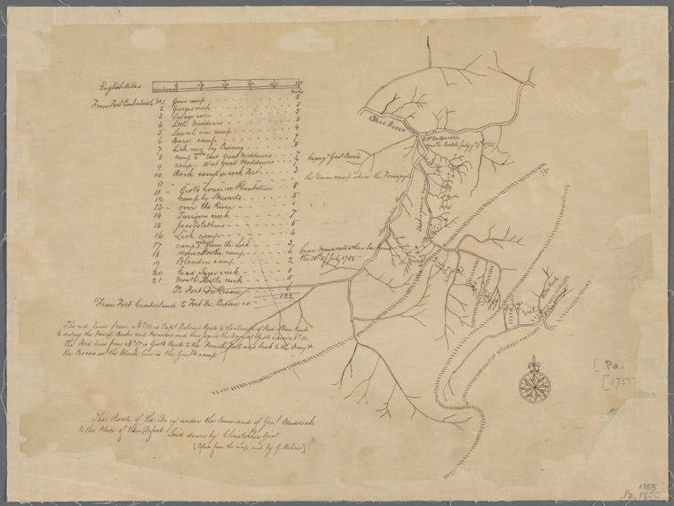 The route of the army under the command of Genl. Braddock to the place of their defeat