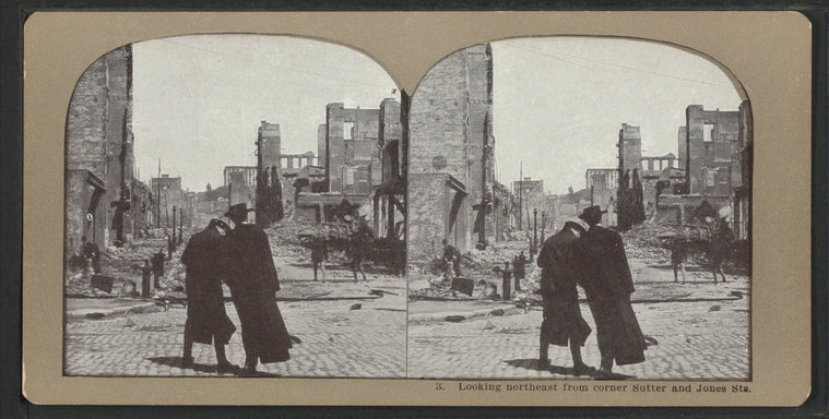 Looking northeast from corner Sutter and Jones Sts.