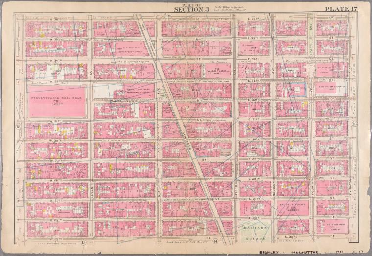 Plate 17: Bounded by W. 36th Street, E. 26th Street, Lexington Avenue, E. 25th Street, Madison Avenue, E. 26th Street, and Eighth Avenue.