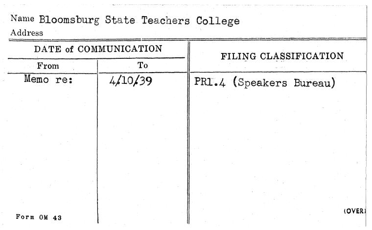 Bloomsburg State Teachers College
