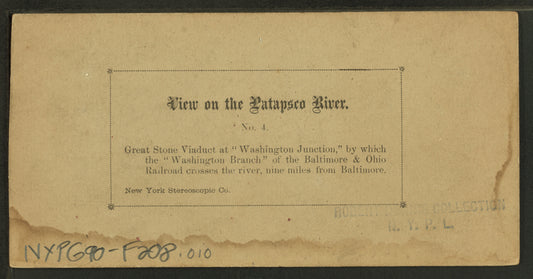 Great stone viaduct (over the Patapsco River) at "Washington Junction" by which the Washington Branch" of the Baltimore & Ohio Railroad crosses the river, nine miles from Baltimore.