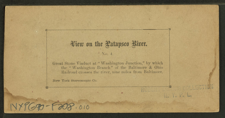 Great stone viaduct (over the Patapsco River) at "Washington Junction" by which the Washington Branch" of the Baltimore & Ohio Railroad crosses the river, nine miles from Baltimore.
