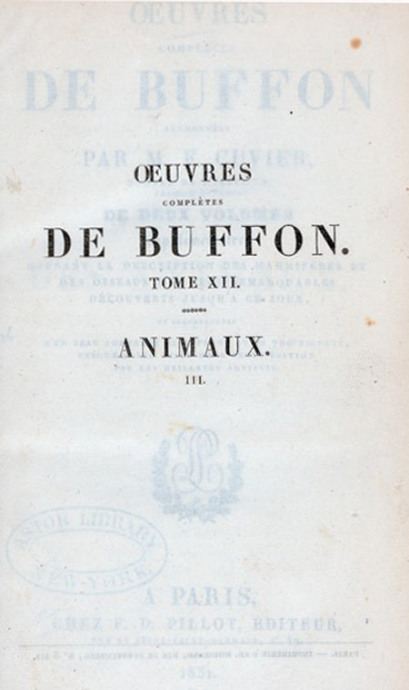 Half Title page, v. 12 Œuvres complètes de Buffon. Tome XII.  Animaux. (3)