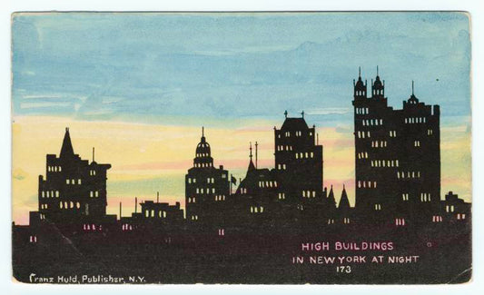 High buildings in New York at night