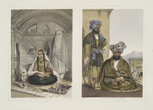Ladies of Caubul in their in and out-of-door costume; Gool Mahommed Khaun King of the Ghilgies
