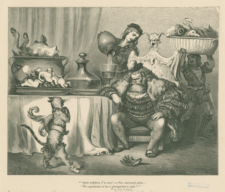 Quite delighted, I'm sure," -- so Puss courteously spake, --