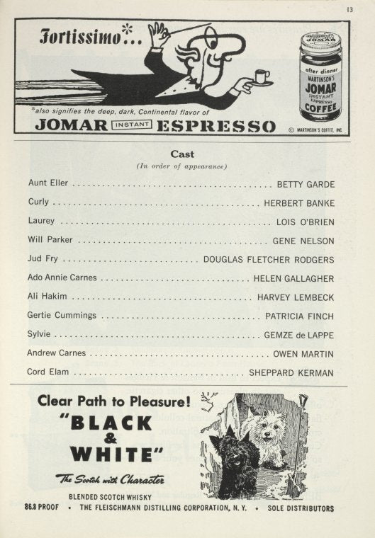 Program for the 1958 revival of Oklahoma!