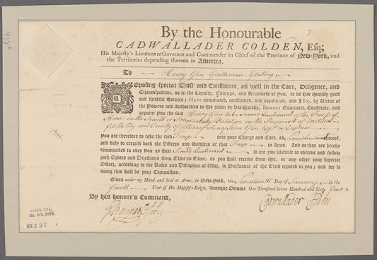 Colden, Cadwallader. New York
