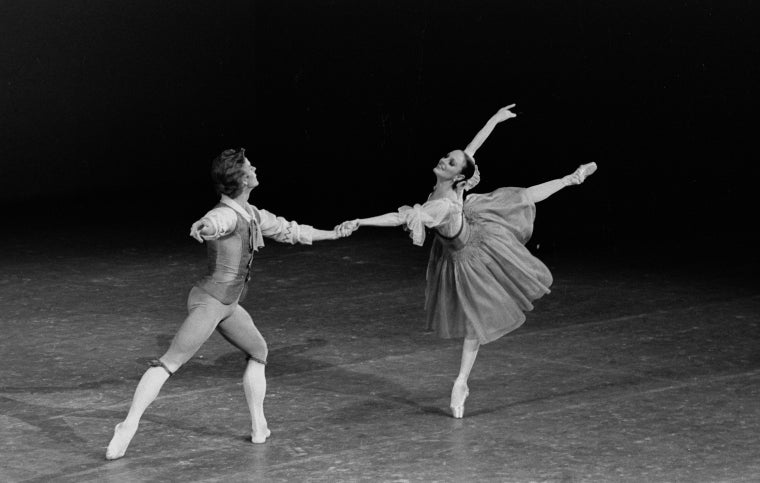 New York City Ballet production of "Donizetti Variations" with Patricia McBride and Mikhail Baryshnikov, choreography by George Balanchine (New York)