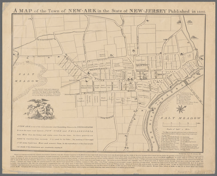A map of the town of New-ark in the state of New-Jersey published in 1806