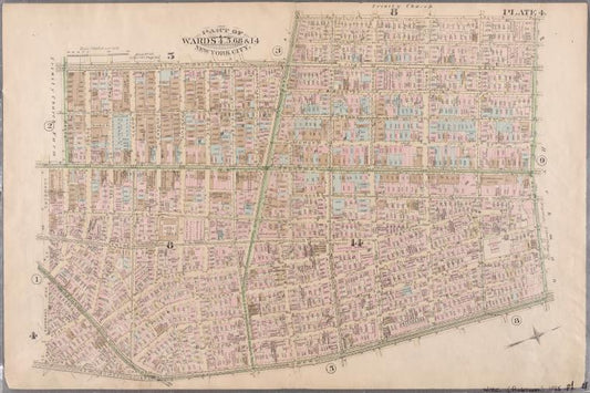 Plate 4: West Broadway, Canal Street, Sullivan Street, W. Houston Street, Bowery Street, New Bowery Square, New Chambers Street, Chambers Street, Broadway and Reade Street