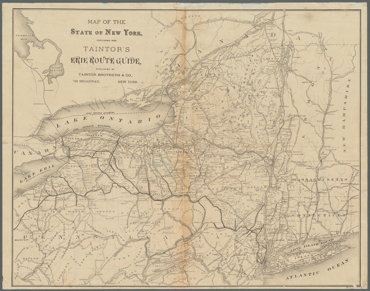 Map of the state of New York: prepared for Taintor's Erie route guide