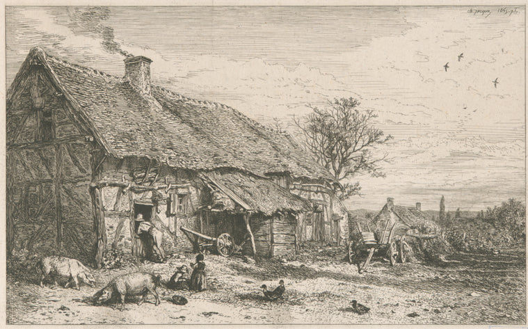 Paysage : chaumière de paysans.