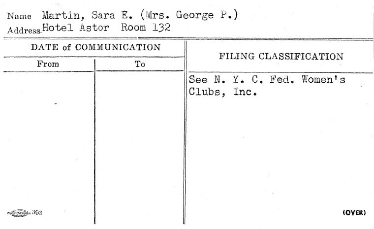 Martin, Sara E. (Mrs. George P.)
