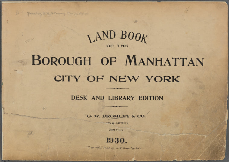 Land Book of the Borough of Manhattan, City of New York [Title Page]