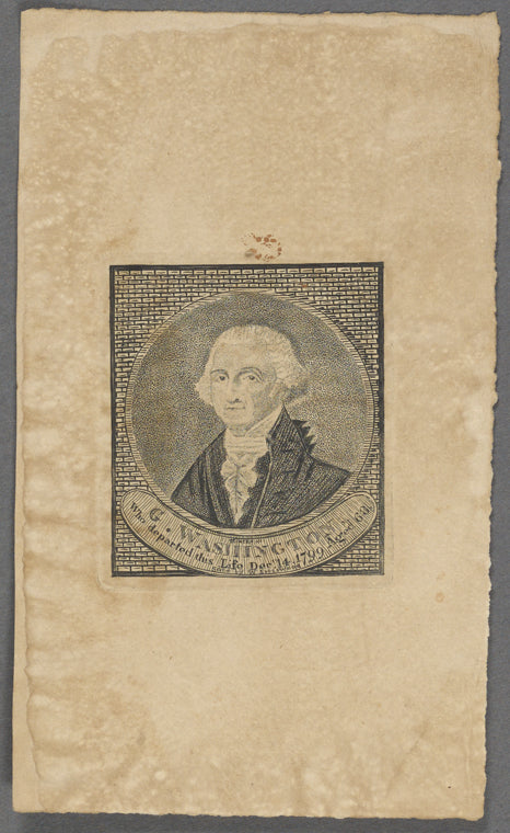 G. Washington. Who departed this life Dec. 14, 1799 aged 63. Sold by W. Spotswood.