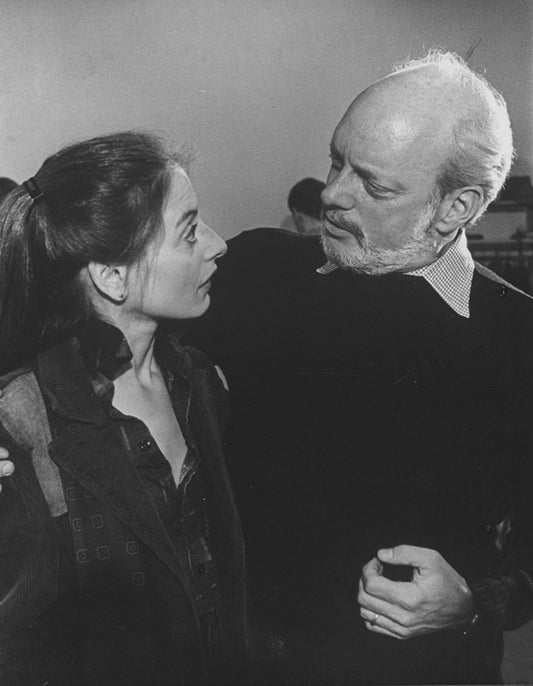 Director Harold Prince with actress Patti LuPone during a rehearsal of the Broadway production of the musical "Evita".