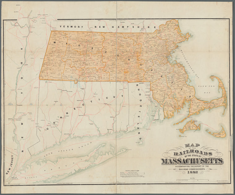 Map of the railroads of the state of Massachusetts: accompanying the report of the Railroad Commissioners, 1882