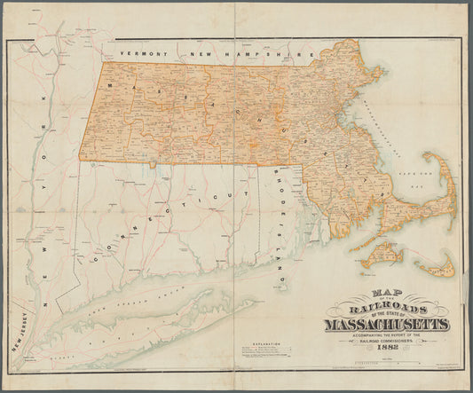 Map of the railroads of the state of Massachusetts: accompanying the report of the Railroad Commissioners, 1882